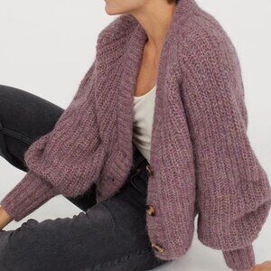 H&M Wool/Alpaca-Blend Cardigan (Heather Purple)